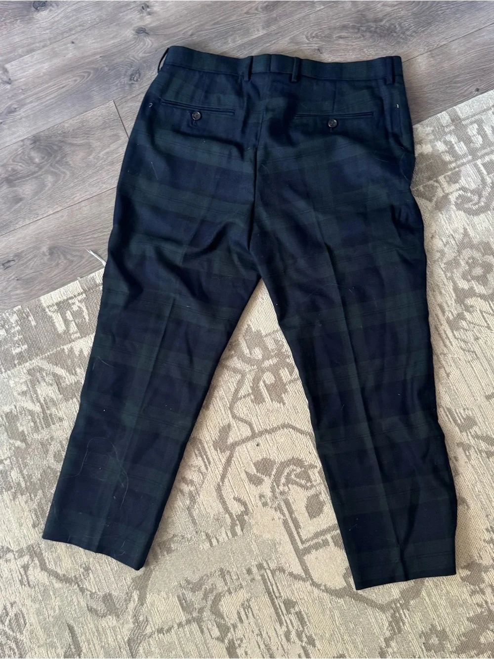 J.Crew Bowery Wool Blend Dress Pants Navy Green Blackwatch Plaid